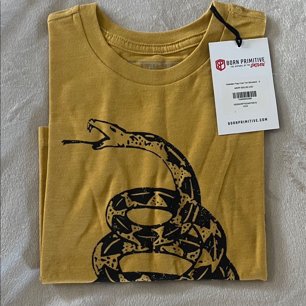 Born Primitive Gadsden Flag Crop Tee. Brand new